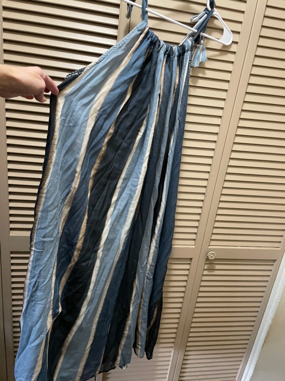 Blue Striped Halter Maxi Skirt